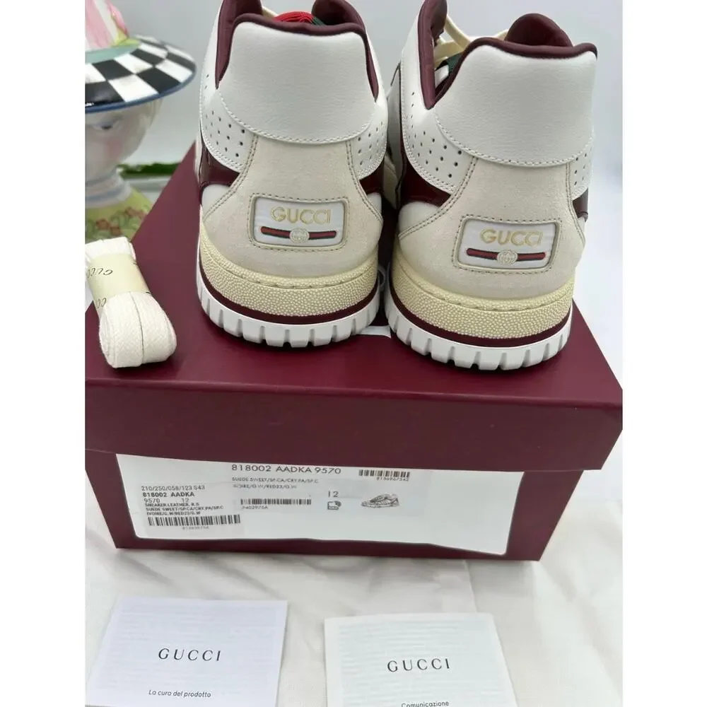 Men's Gucci re web leather sneakers size 12 fits 12.5 US made in Italy
